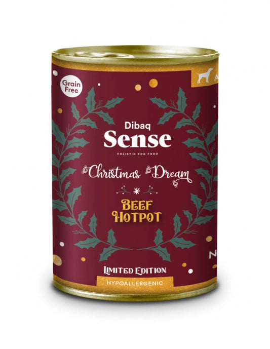 Lata especial navidad para perro estofado de ternera dibaq sense HIPOALERGÉNICA 380 g