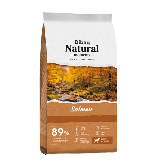 Pinso natural per a gossos Salmó 3 kgs o 15 kgs