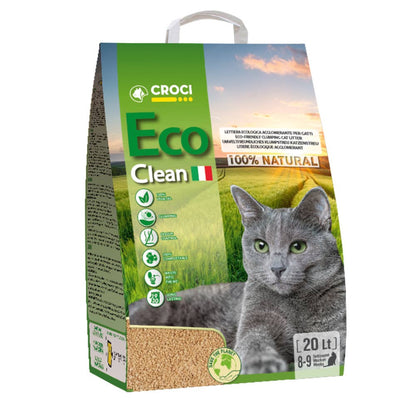 Arena vegetal para gatos - Eco Clean 6 L - Eliminable por WC